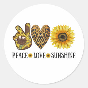 Peace Love Sunshine, Sunflower, Flower Classic Round Sticker