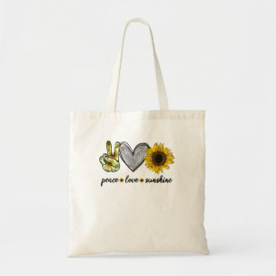 Peace Love Sunshine Sunflower Hippie TShirt Tote Bag