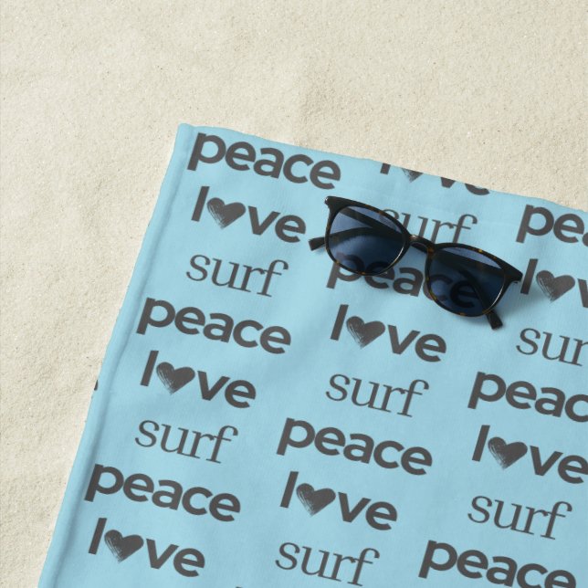Peace Love Surf - Coastal Blue Ocean Life Pool Beach Towel (In Situ)