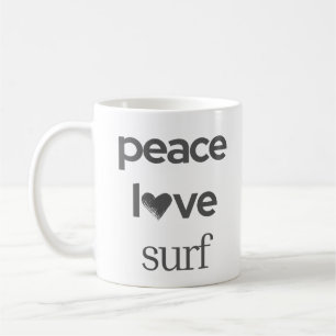 Peace Love Surf   Coastal Surfer Beach House Coffee Mug