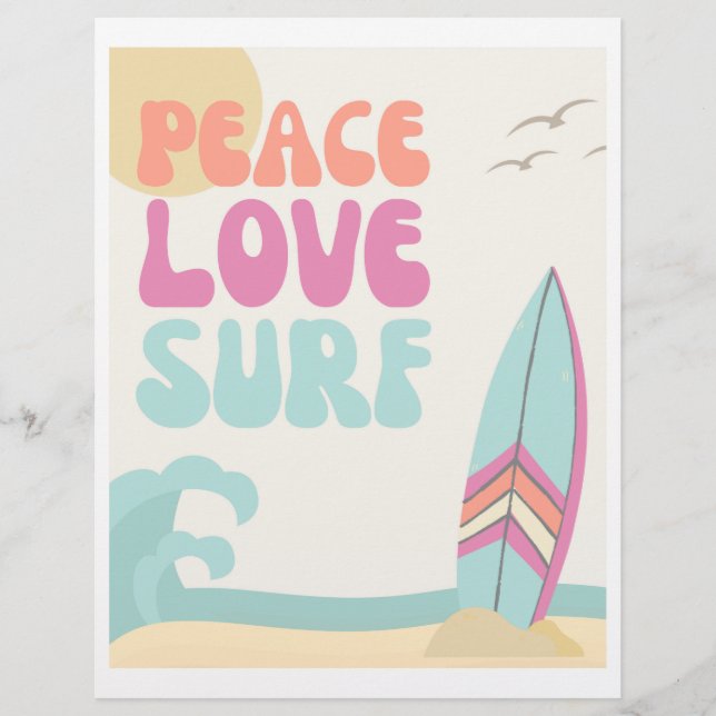 Peace, Love, Surf Sign | Surf Party Sign | Beach (Front)