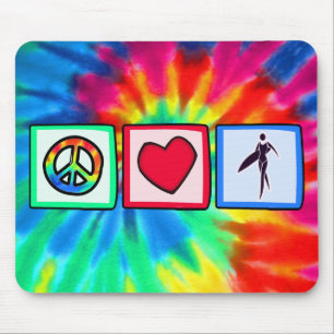 Peace, Love, Surfer Girls Mouse Mat