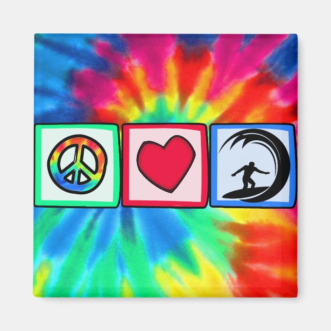 Peace, Love, Surfing Magnet (Front)