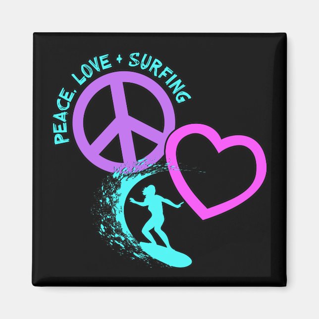 PEACE-LOVE-SURFING MAGNET (Front)