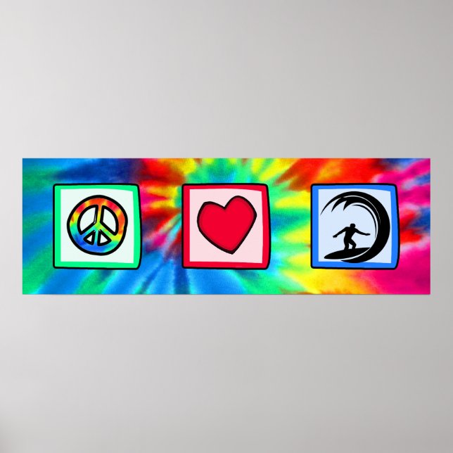 Peace, Love, Surfing Poster (Front)