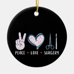 Peace Love Surgery Ceramic Tree Decoration