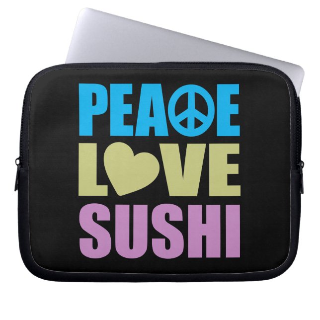 Peace Love Sushi Laptop Sleeve (Front)