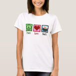 Peace Love Sushi T-Shirt<br><div class="desc">Peace Love Sushi. A cute sushi lover gift for a Japanese food fan who likes to eat raw fish.</div>