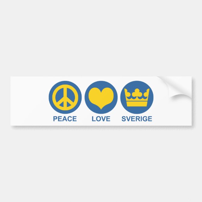 Peace Love Sverige Bumper Sticker (Front)