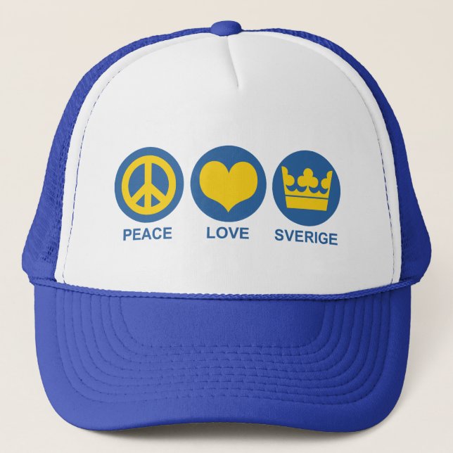 Peace Love Sverige Trucker Hat (Front)