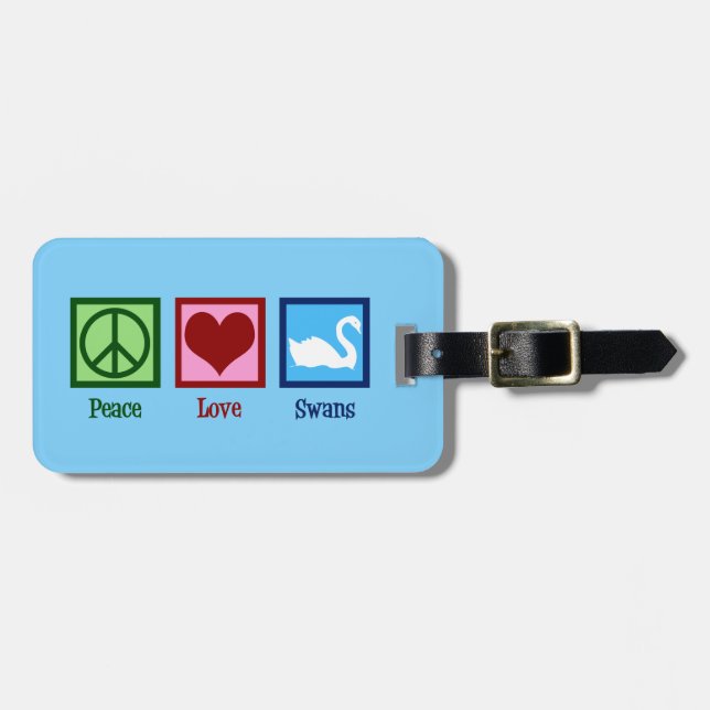 Peace Love Swans Beautiful Blue Luggage Tag (Front Horizontal)