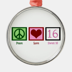 Peace Love Sweet 16 Metal Tree Decoration