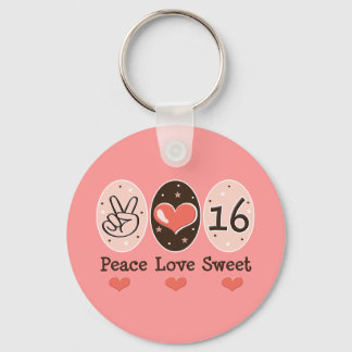 Peace Love Sweet Sixteen Key Chain