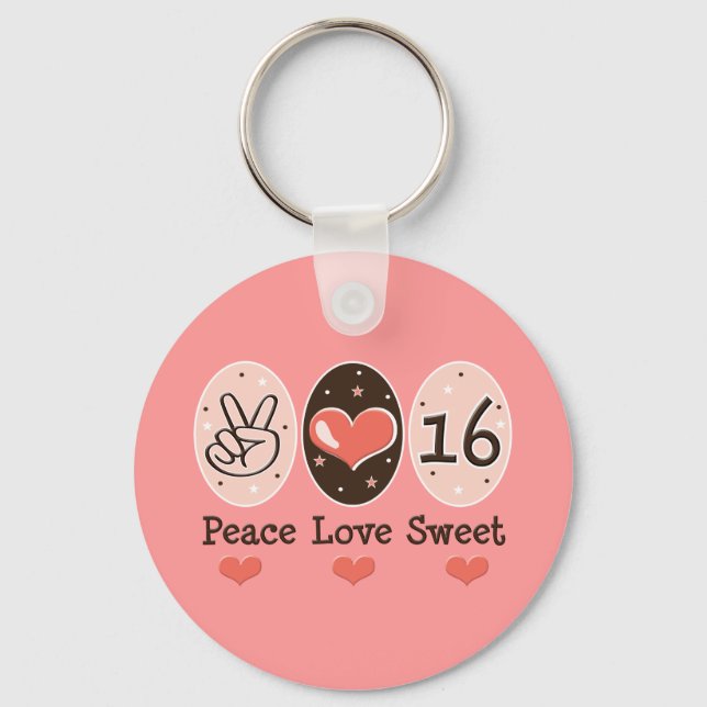 Peace Love Sweet Sixteen Key Chain (Front)