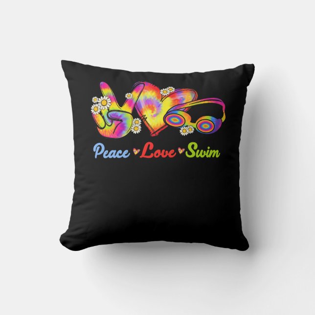 Peace Love Swim Goggles Tie Dye Swimmer Swimming W Cushion (Front)