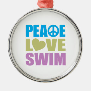 Peace Love Swim Metal Tree Decoration