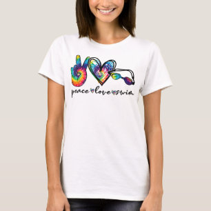 Peace Love Swim Tie Dye Swimmer Swimming Gifts Sum T-Shirt