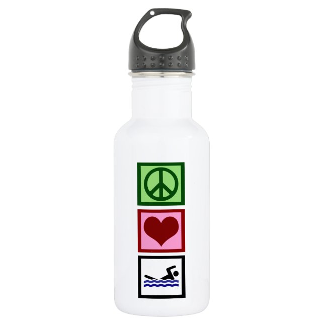 Peace Love Swimming 532 Ml Water Bottle (Front)