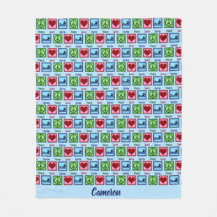Peace Love Swimming Custom Swim Team Fleece Blanket