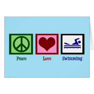Peace Love Swimming Cute Swim Team Blue Card