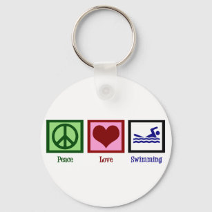 Peace Love Swimming Key Ring