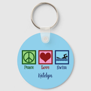 Peace Love Swimming Key Ring