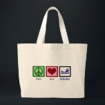 Peace Love Swimming Large Tote Bag<br><div class="desc">A great gift for a lifeguard or someone on the swim team.</div>