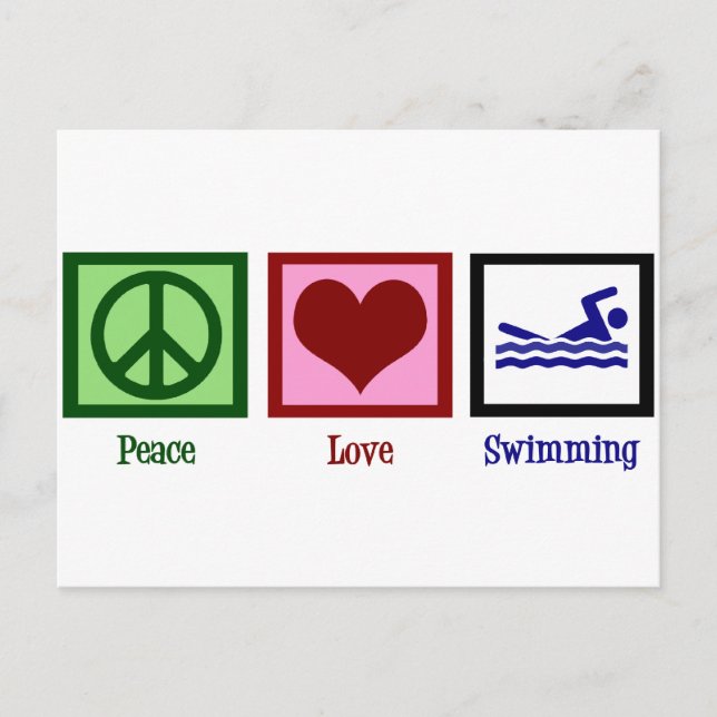 Peace Love Swimming Postcard (Front)