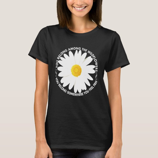 Peace Love Symbol And Wildflower Belong You Free T-Shirt (Front)