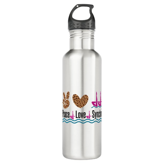 Peace Love Synchro Synchronised Swimming Artistic 710 Ml Water Bottle (Front)