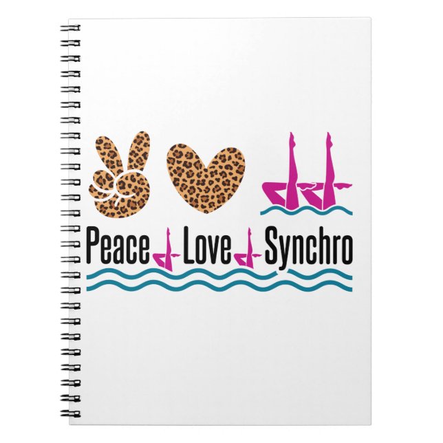 Peace Love Synchro Synchronised Swimming Artistic Notebook (Front)
