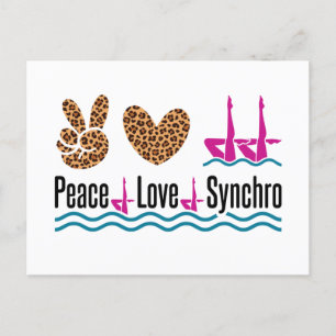 Peace Love Synchro Synchronised Swimming Artistic Postcard