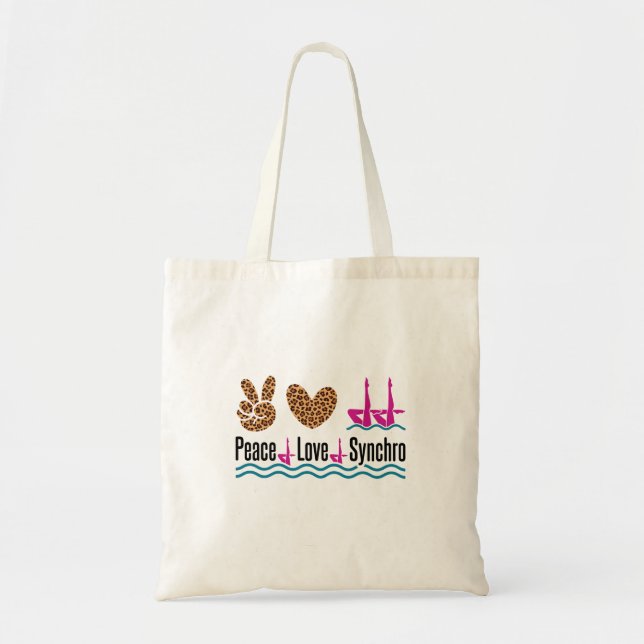 Peace Love Synchro Synchronised Swimming Artistic Tote Bag (Front)