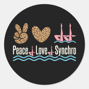 Peace Love Synchro Synchronised Swimming Classic Round Sticker