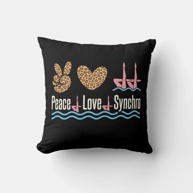 Peace Love Synchro Synchronised Swimming Cushion (Front)