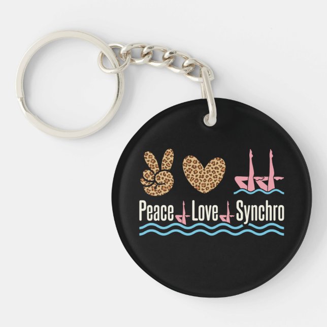 Peace Love Synchro Synchronised Swimming Key Ring (Front)