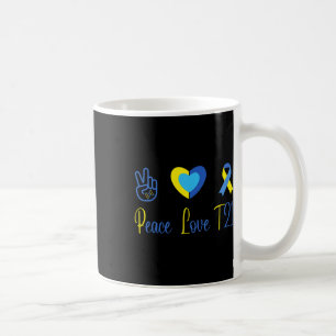 Peace Love T21 Blue Yellow World Down Syndrome Day Coffee Mug