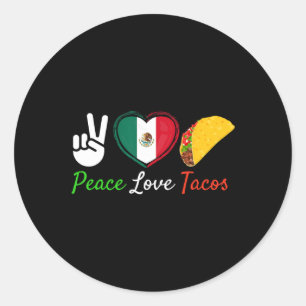 Peace Love Tacos Cute Taco Cinco De Mayo Mexican F Classic Round Sticker