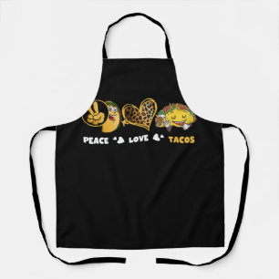 Peace Love Tacos Taco Lover Leopard Heart Mexican Apron