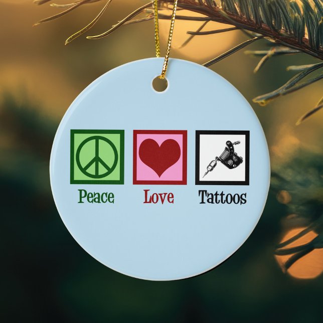 Peace Love Tattoos Ceramic Tree Decoration (Creator Uploaded)