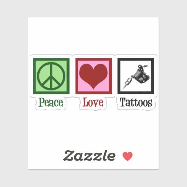 Peace Love Tattoos Cute Tattoo Artist Gun (Sheet)