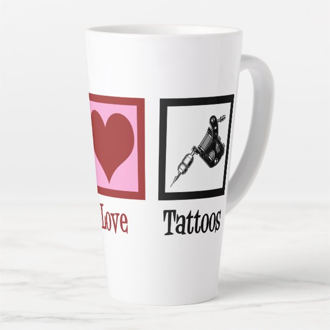 Peace Love Tattoos Cute Tattoo Artist Gun Latte Mug (Right Angle)