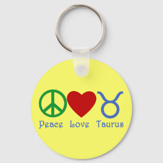 Peace Love Taurus Astrology Products Key Ring
