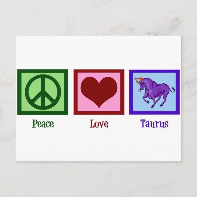 Peace Love Taurus Postcard (Front)