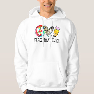 Peace Love Teach Leopard Teacher Back To School 20 Hoodie