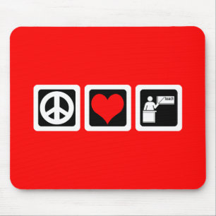 peace love teach mouse mat