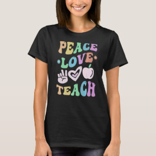 PEACE LOVE TEACH Retro Teacher Groovy School 1 T-Shirt