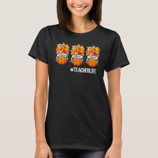 Peace Love Teach Teacher Life Fall Pumpkins Teach T-Shirt
