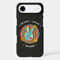 Peace Love Teach Vintage Retro 70s Hippie