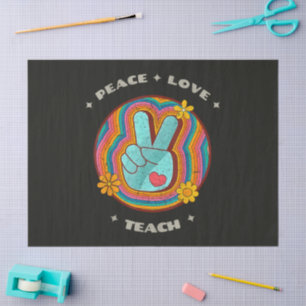 Peace Love Teach Vintage Retro 70s Hippie Tissue Paper